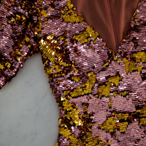 For Love & Lemons Sparklers Sequin Mini Party Dress - Pink Gold Extra Small XS 0 - Picture 6 of 11